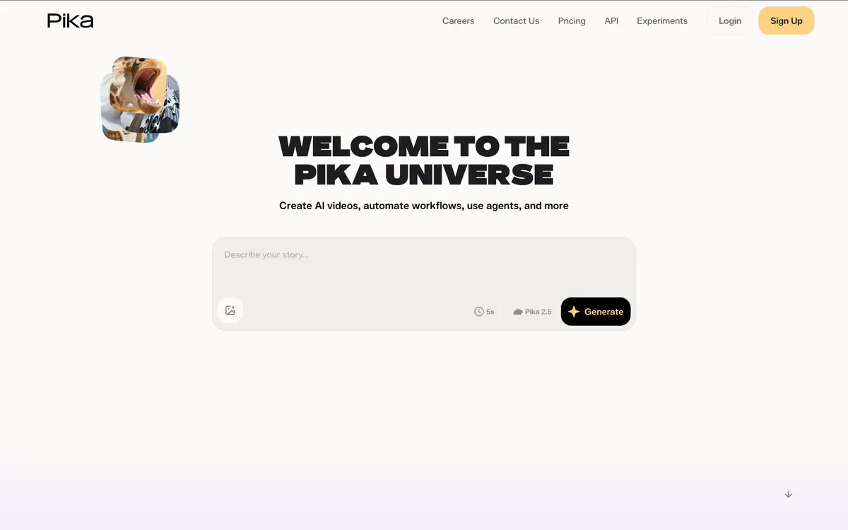 Pika AI video generator interface, a Sora alternative tested in 2026