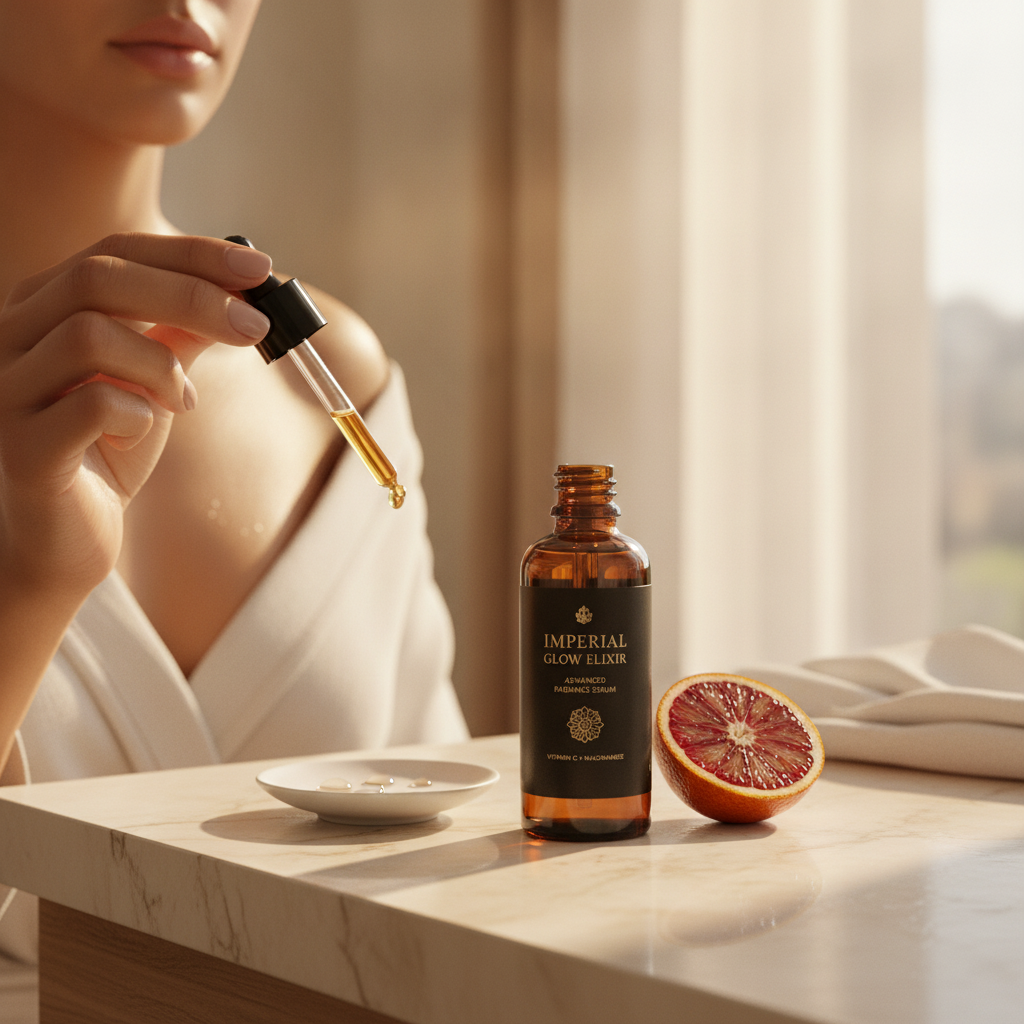 AI-generated portrait Facebook feed ad — skincare product styled in a bright lifestyle scene, made with Shhots AI