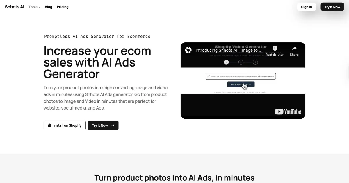 shhots ai ugc ad generator