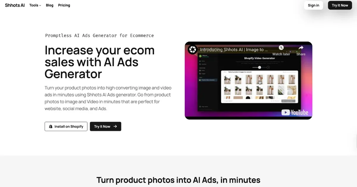 Use Shhots AI to make ecommerce product videos with AI