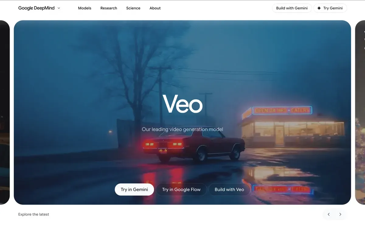 Google Veo 3 cinematic AI video generator interface, a Sora alternative tested in 2026